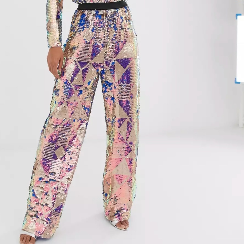 Sequins reversible pants